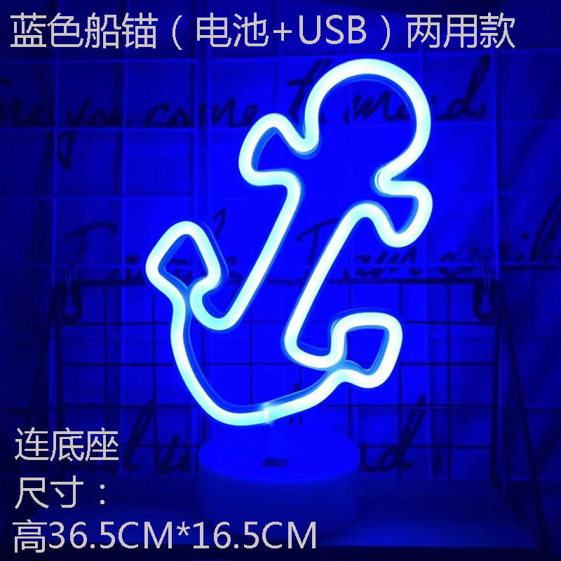 LED styling lights ins Korean style flamingo led decorative night light Christmas lights round base neon light Elysian Vibe