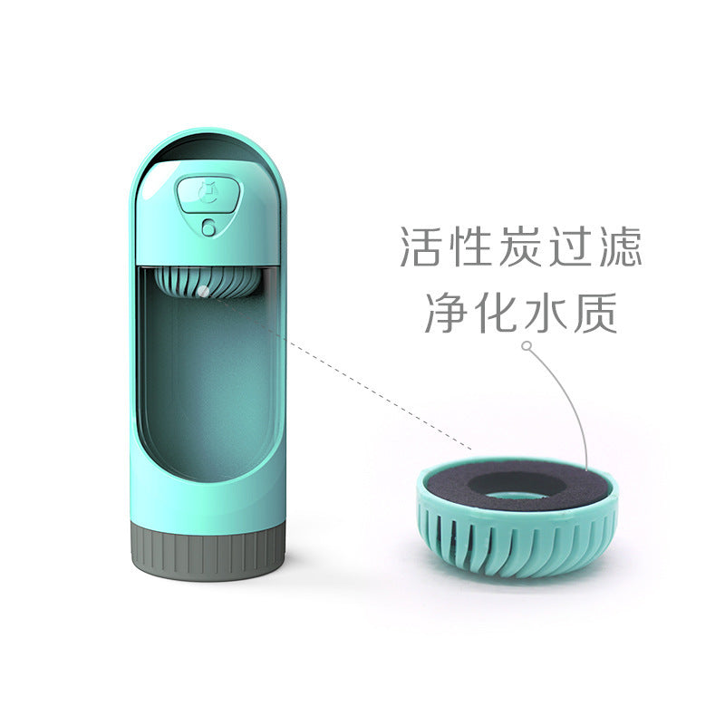 Leak Proof Pet Dog Outdoor Water Bottle With Filter & Drinking Feeder
