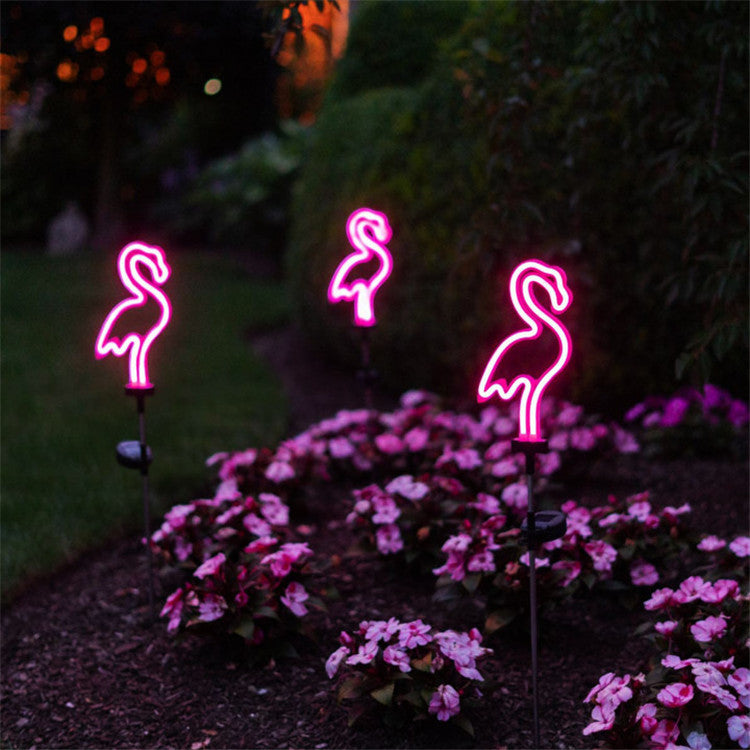 Outdoor solar flamingo neon light lawn light garden ground plug light garden decorative light factory direct sales Elysian Vibe