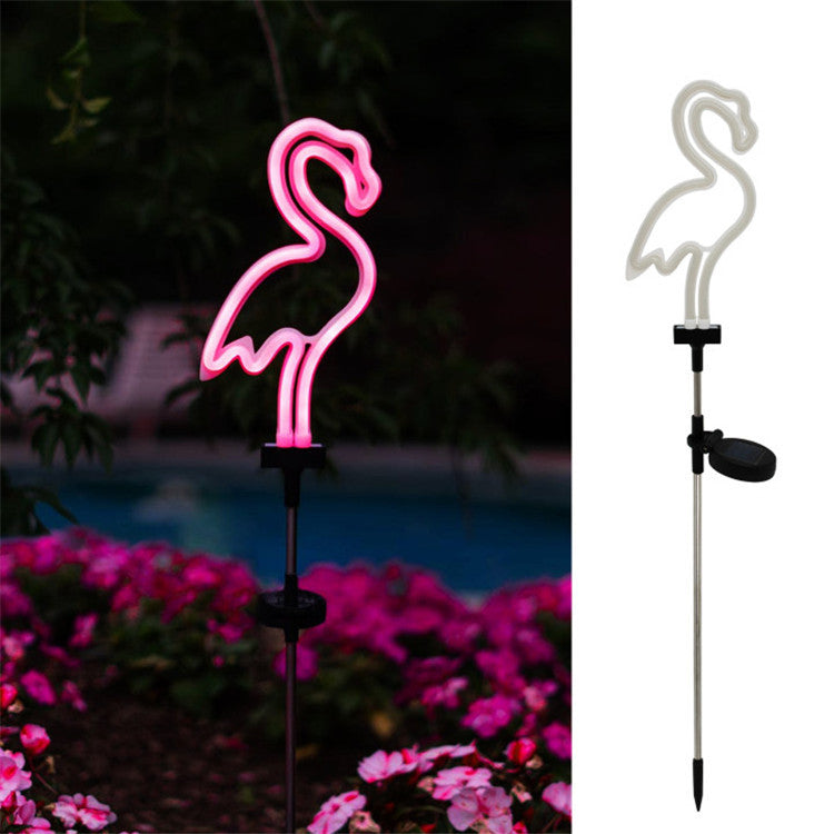 Outdoor solar flamingo neon light lawn light garden ground plug light garden decorative light factory direct sales Elysian Vibe