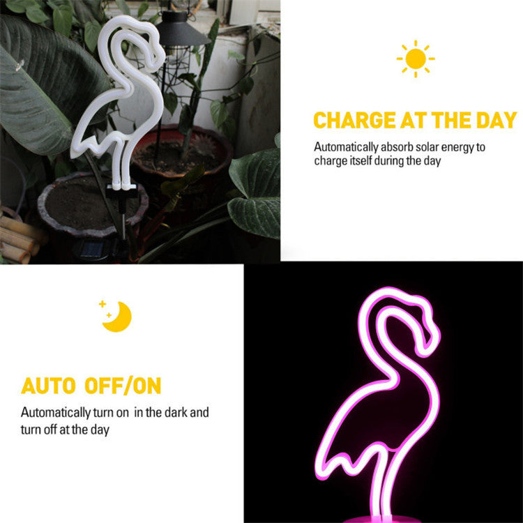 Outdoor solar flamingo neon light lawn light garden ground plug light garden decorative light factory direct sales Elysian Vibe