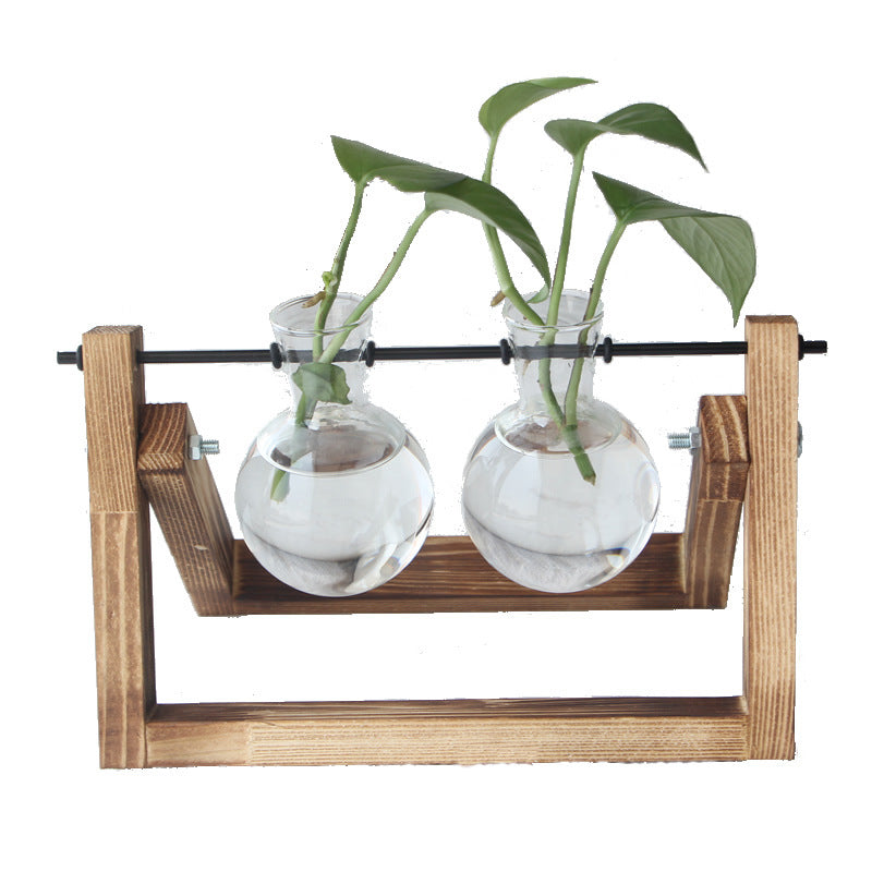 Creative hydroponic plants transparent wooden vase desktop small fresh container living room modern decoration ornaments Elysian Vibe