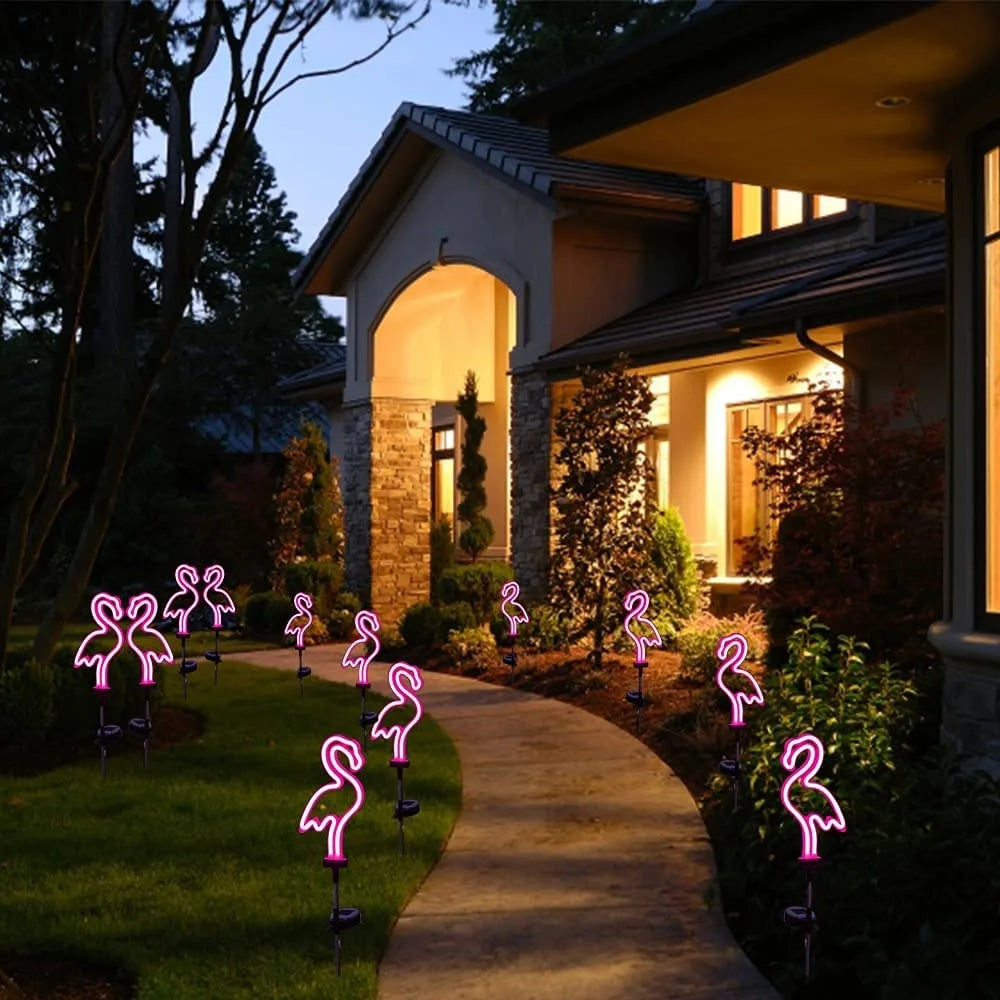 Outdoor solar flamingo neon light lawn light garden ground plug light garden decorative light factory direct sales Elysian Vibe