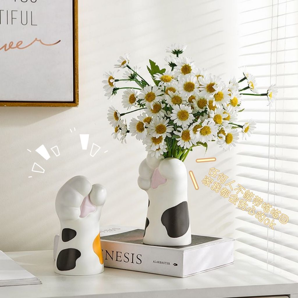 Cute Cat Claw Design Vase Aesthetic Room Decoration Home Flower Pot Modern Table Decorative Vases Creative Bookshelf Ornaments Elysian Vibe