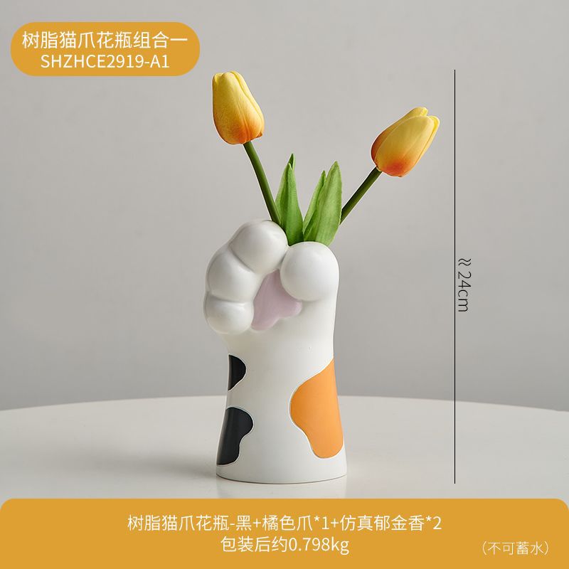 Cute Cat Claw Design Vase Aesthetic Room Decoration Home Flower Pot Modern Table Decorative Vases Creative Bookshelf Ornaments Elysian Vibe