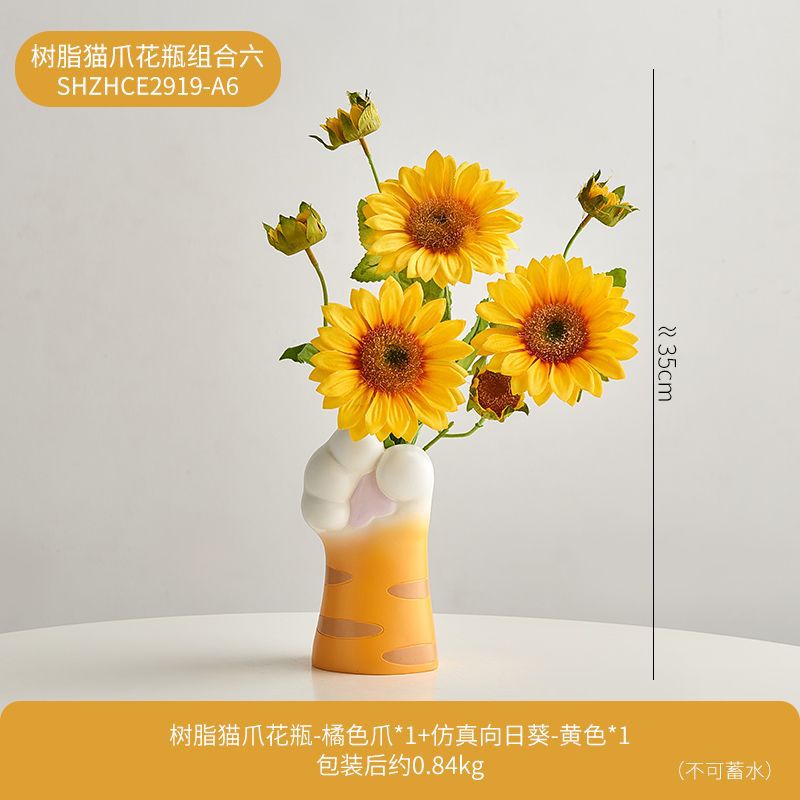 Cute Cat Claw Design Vase Aesthetic Room Decoration Home Flower Pot Modern Table Decorative Vases Creative Bookshelf Ornaments Elysian Vibe