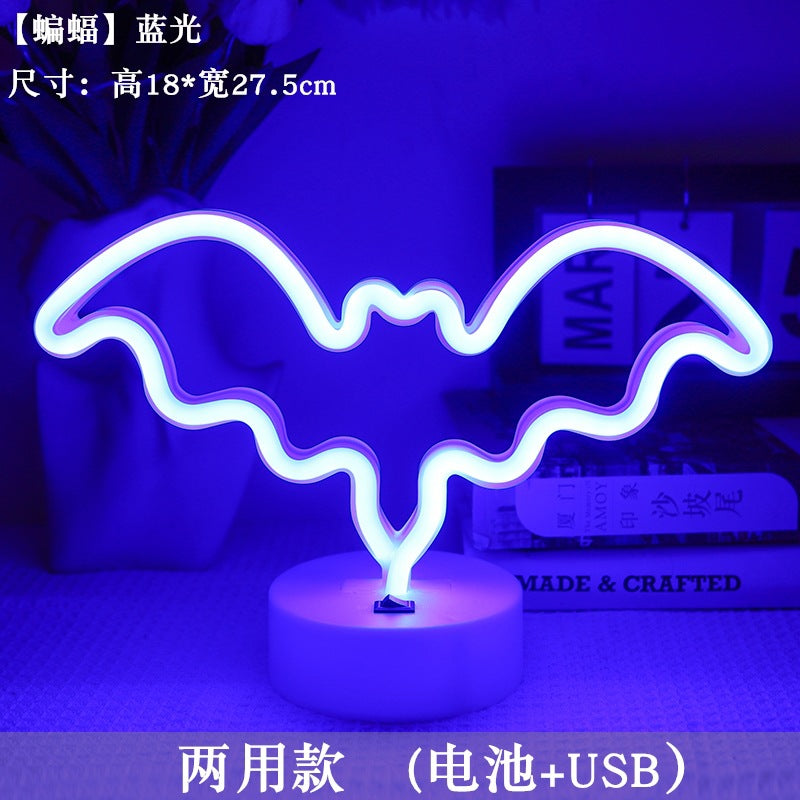 LED styling lights ins Korean style flamingo led decorative night light Christmas lights round base neon light Elysian Vibe