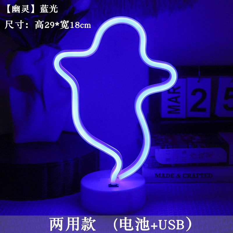 LED styling lights ins Korean style flamingo led decorative night light Christmas lights round base neon light Elysian Vibe