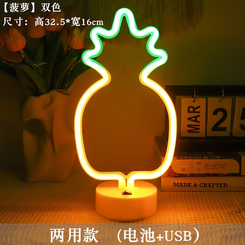 LED styling lights ins Korean style flamingo led decorative night light Christmas lights round base neon light Elysian Vibe