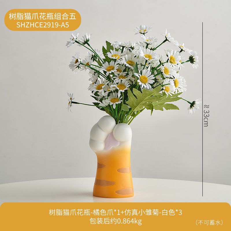 Cute Cat Claw Design Vase Aesthetic Room Decoration Home Flower Pot Modern Table Decorative Vases Creative Bookshelf Ornaments Elysian Vibe