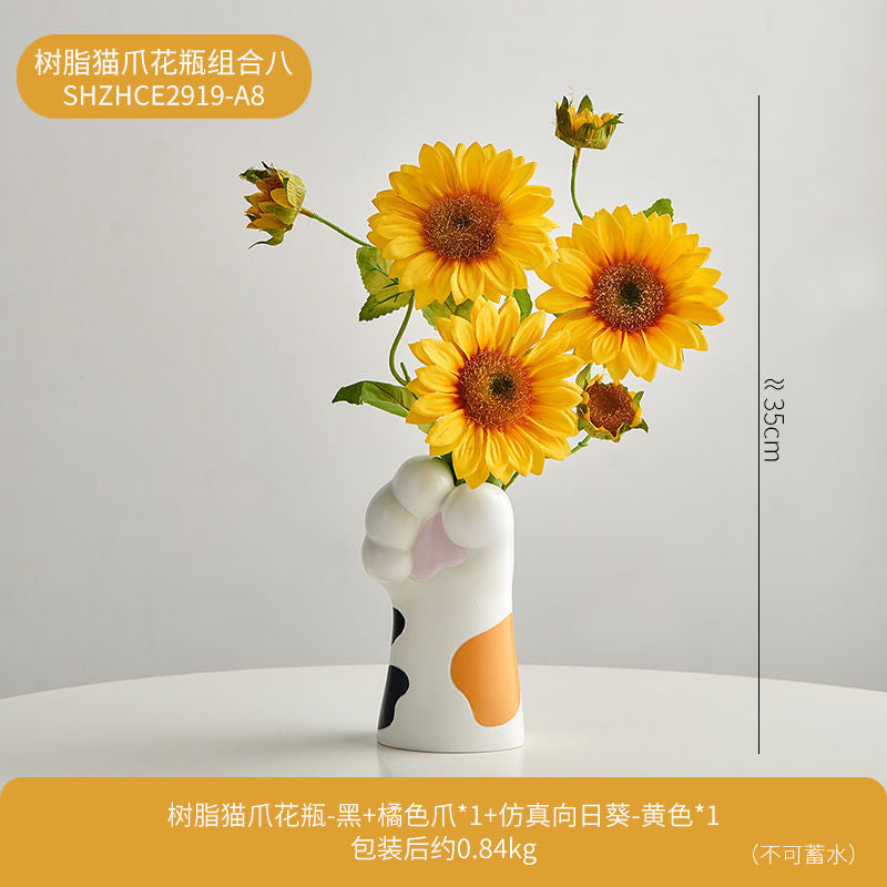 Cute Cat Claw Design Vase Aesthetic Room Decoration Home Flower Pot Modern Table Decorative Vases Creative Bookshelf Ornaments Elysian Vibe