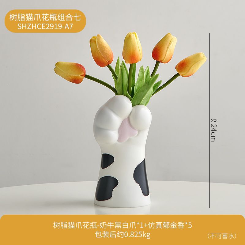 Cute Cat Claw Design Vase Aesthetic Room Decoration Home Flower Pot Modern Table Decorative Vases Creative Bookshelf Ornaments Elysian Vibe