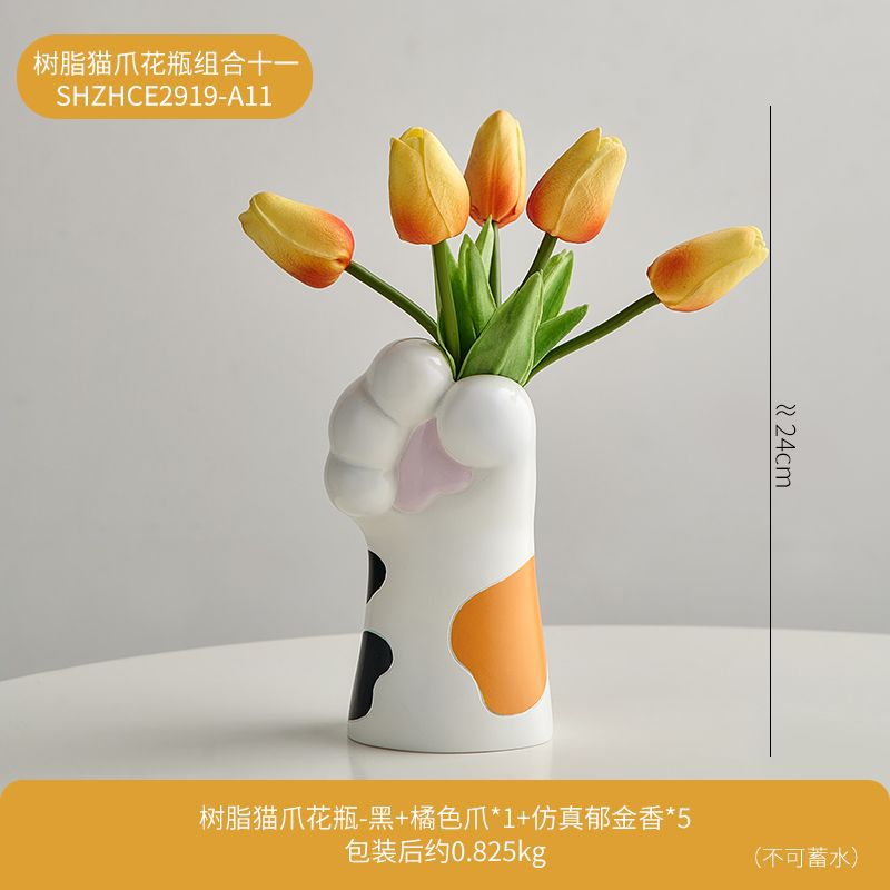 Cute Cat Claw Design Vase Aesthetic Room Decoration Home Flower Pot Modern Table Decorative Vases Creative Bookshelf Ornaments Elysian Vibe