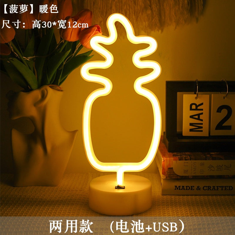 LED styling lights ins Korean style flamingo led decorative night light Christmas lights round base neon light Elysian Vibe