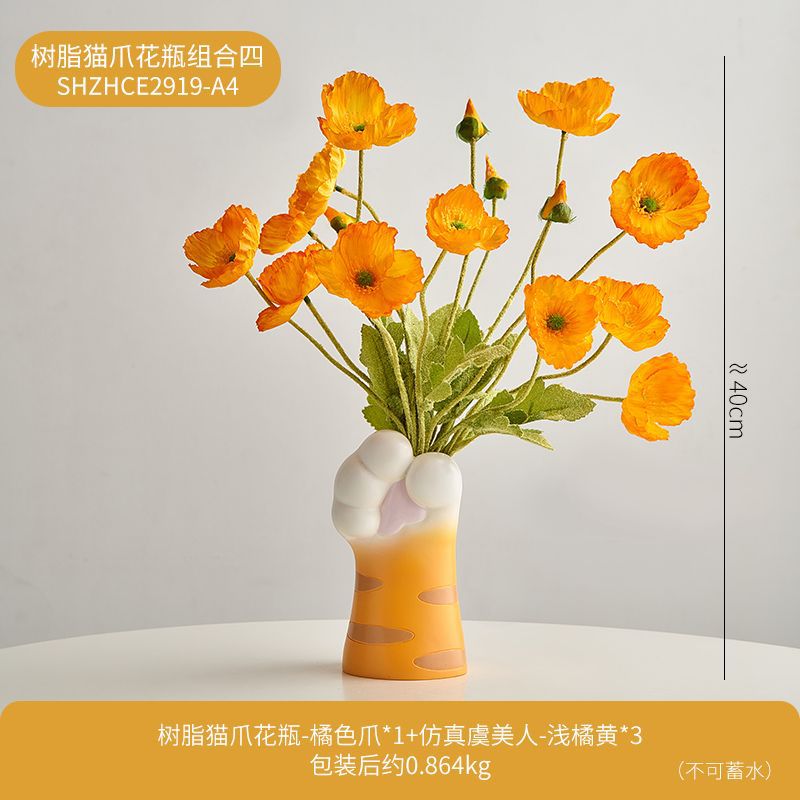 Cute Cat Claw Design Vase Aesthetic Room Decoration Home Flower Pot Modern Table Decorative Vases Creative Bookshelf Ornaments Elysian Vibe