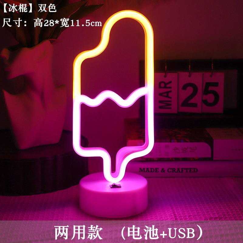 LED styling lights ins Korean style flamingo led decorative night light Christmas lights round base neon light Elysian Vibe