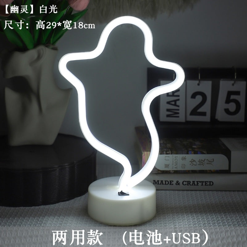 LED styling lights ins Korean style flamingo led decorative night light Christmas lights round base neon light Elysian Vibe