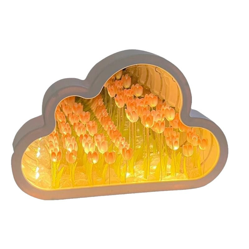 Tulip Cloud Night Light Desktop Luminous Ornament DIY Flower Mirror Atmosphere Light Valentine's Day Creative Gift Elysian Vibe