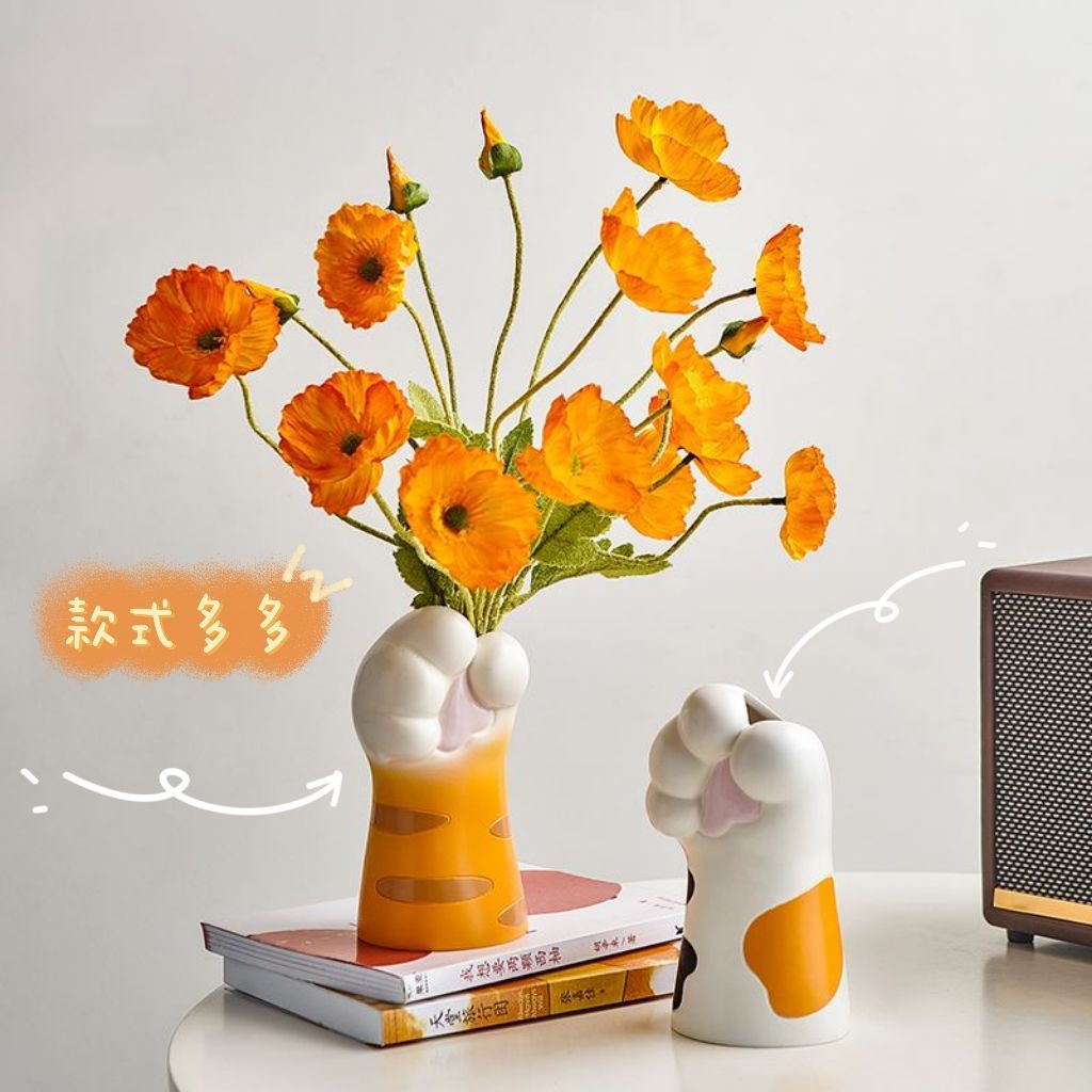 Cute Cat Claw Design Vase Aesthetic Room Decoration Home Flower Pot Modern Table Decorative Vases Creative Bookshelf Ornaments Elysian Vibe