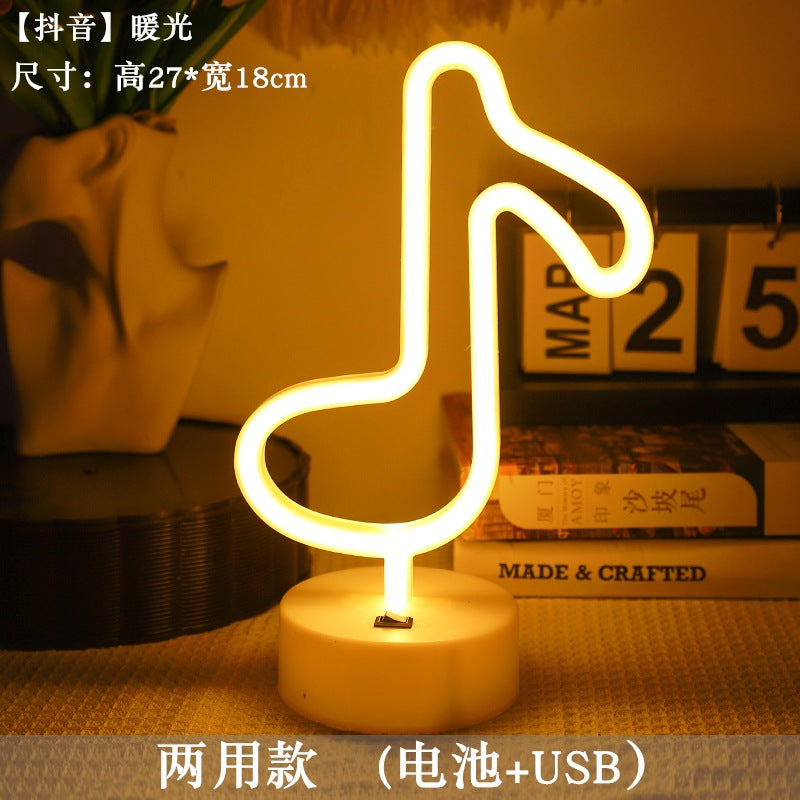 LED styling lights ins Korean style flamingo led decorative night light Christmas lights round base neon light Elysian Vibe