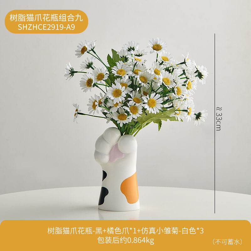 Cute Cat Claw Design Vase Aesthetic Room Decoration Home Flower Pot Modern Table Decorative Vases Creative Bookshelf Ornaments Elysian Vibe