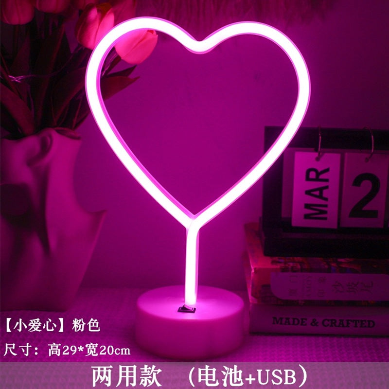 LED styling lights ins Korean style flamingo led decorative night light Christmas lights round base neon light Elysian Vibe