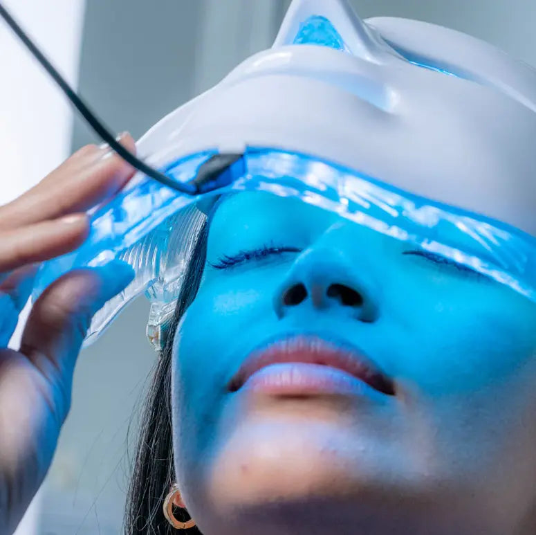 LED Photon  Facial Mask in use