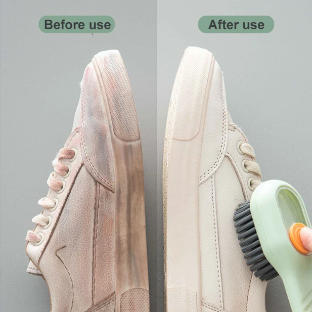 Automatic Liquid Discharge Shoe Brush Before and After Use