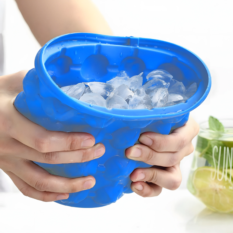 Silicone Ice Cube Maker in use